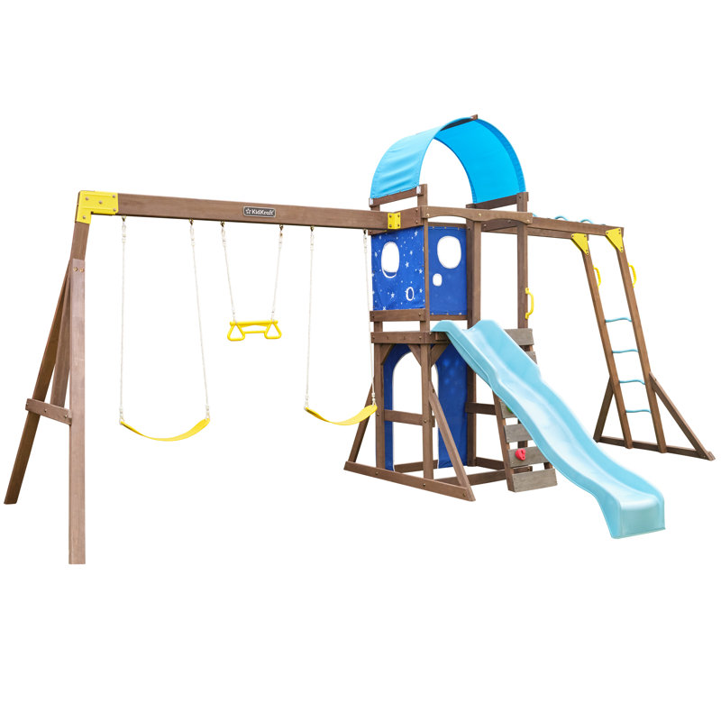 KidKraft Overlook Challenge Wooden Outdoor Swing Set / Playset With